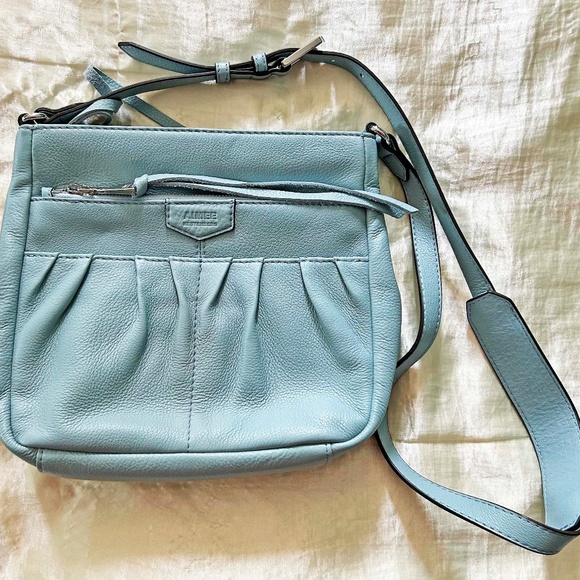 CROSSBODY, AIMEE KESTENBERG SARATOGA LEATHER, SKY BLUE, TOP ZIPPER, SHOULDER - Picture 1 of 14